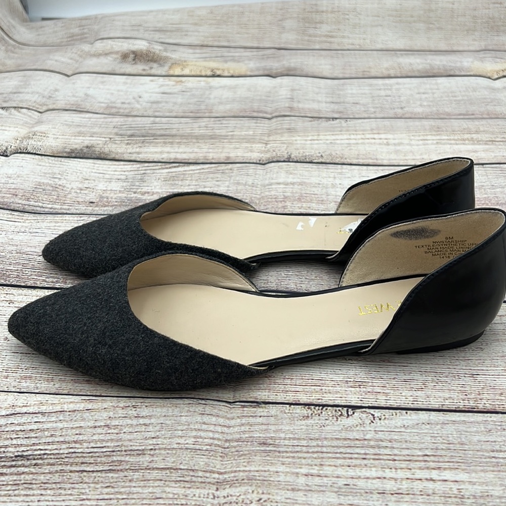 Nine West Star Ship Flats with Grey Wool Detail Sz 8 NWT - Picture 2 of 7